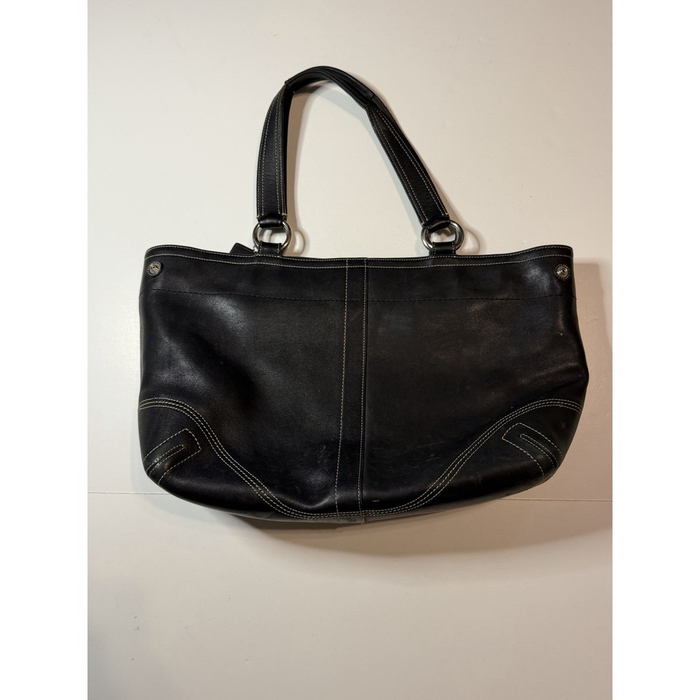 Vintage Coach SoHo Tote Satchel Bag 8A09 Y2K Black Leather Purse - Picture 2 of 11